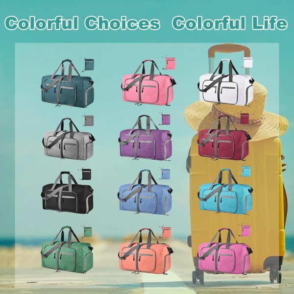 65L Travel Duffle Bag for Men Women - Foldable Duffel Bag with Shoes Compartment - Overnight Bags Waterproof & Tear Resistant(Gray)