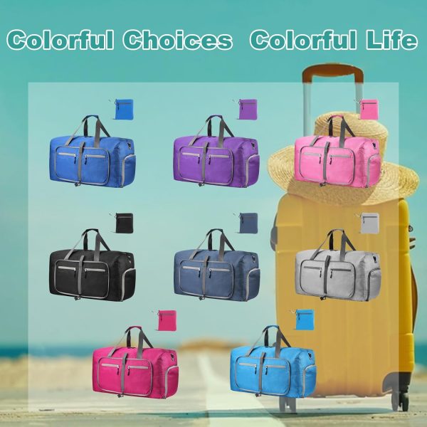 65L Travel Duffle Bag for Men Women - Foldable Duffel Bag with Shoes Compartment - Overnight Bags Waterproof & Tear Resistant(Gray)