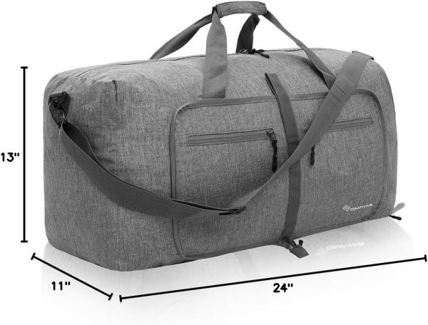 65L Travel Duffle Bag for Men Women - Foldable Duffel Bag with Shoes Compartment - Overnight Bags Waterproof & Tear Resistant(Gray)